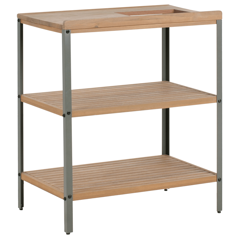 Kjøkkenøy med vask for utendørsbruk Ivrea akasietre - Brun/Grå/Sølv - Hage - Griller - Utekjøkken - Komplette utekjøkken