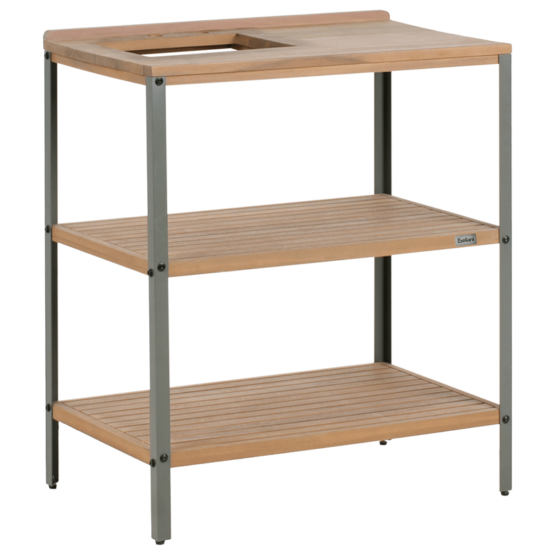 Kjøkkenøy med vask for utendørsbruk Ivrea akasietre - Brun/Grå/Svart - Hage - Griller - Utekjøkken - Komplette utekjøkken