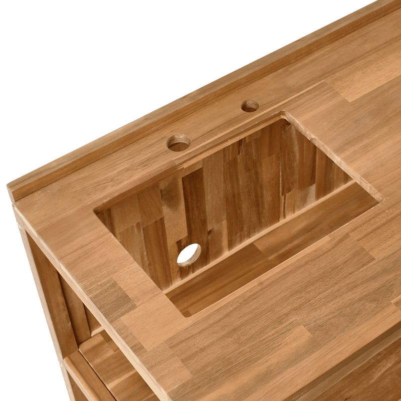 Kjøkkenøy med vask for utendørsbruk Venosa akasietre - Brun/sølv - Hage - Griller - Utekjøkken - Komplette utekjøkken