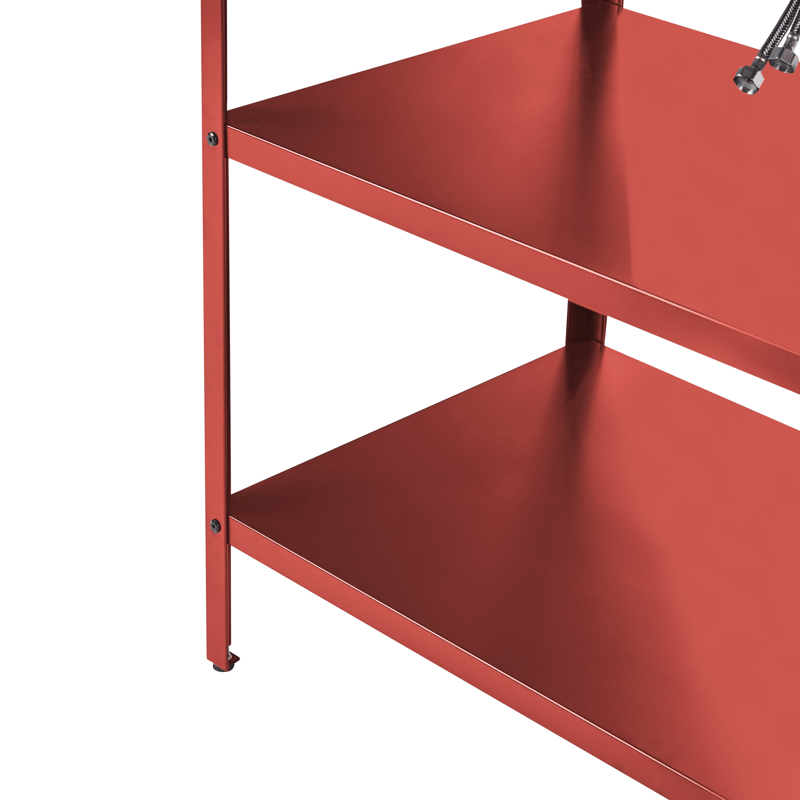 Kjøkkenøy med vask for utendørsbruk Vilama - Rød/Sølv - Hage - Griller - Utekjøkken - Komplette utekjøkken