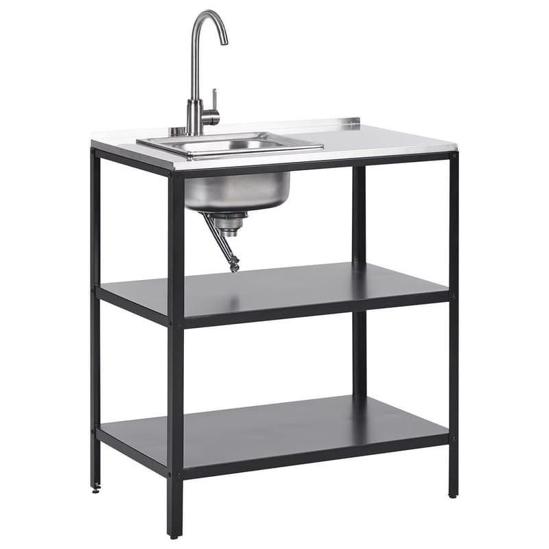 Kjøkkenøy med vask Vilama, Svart, Sølv