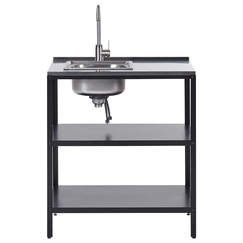 Kjøkkenøy med vask Vilama - Svart, Sølv - Hage - Griller - Utekjøkken - Komplette utekjøkken