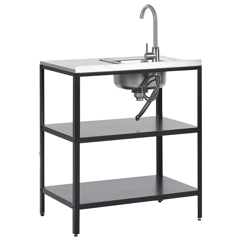 Kjøkkenøy med vask Vilama - Svart, Sølv - Hage - Griller - Utekjøkken - Komplette utekjøkken