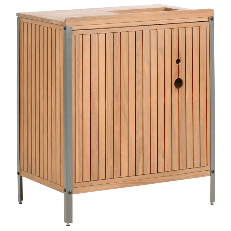 Kjøkkenskap med vask for utendørsbruk Ivrea akasietre - Brun/Grå/Svart - Hage - Griller - Utekjøkken - Komplette utekjøkken