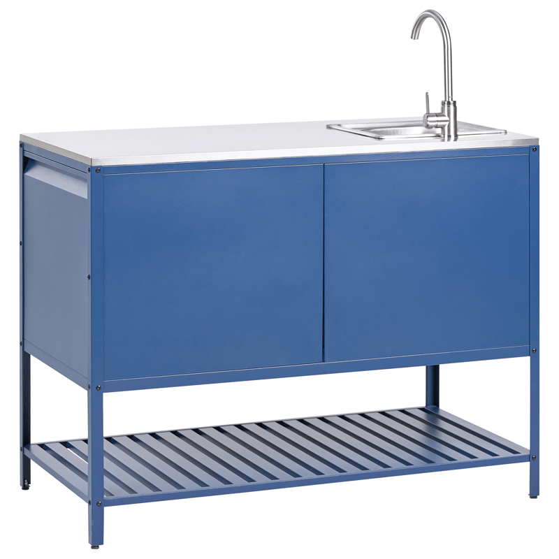 Kjøkkenskap med vask for utendørsbruk Maenza Stål - Blå/Sølv - Hage - Griller - Utekjøkken - Komplette utekjøkken