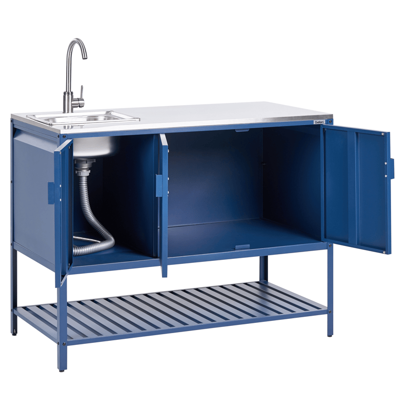 Kjøkkenskap med vask for utendørsbruk Maenza St ål - Blå/Sølv - Hage - Griller - Utekjøkken - Komplette utekjøkken