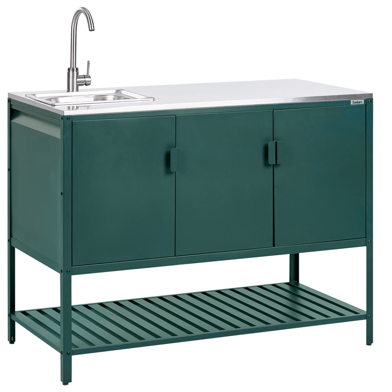 Kjøkkenskap med vask for utendørsbruk Maenza Stål, Grønn/Svart