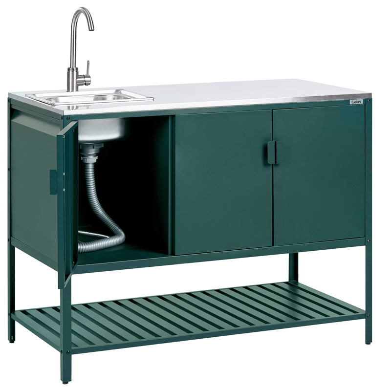 Kjøkkenskap med vask for utendørsbruk Maenza Stål - Grønn/Svart - Hage - Griller - Utekjøkken - Komplette utekjøkken
