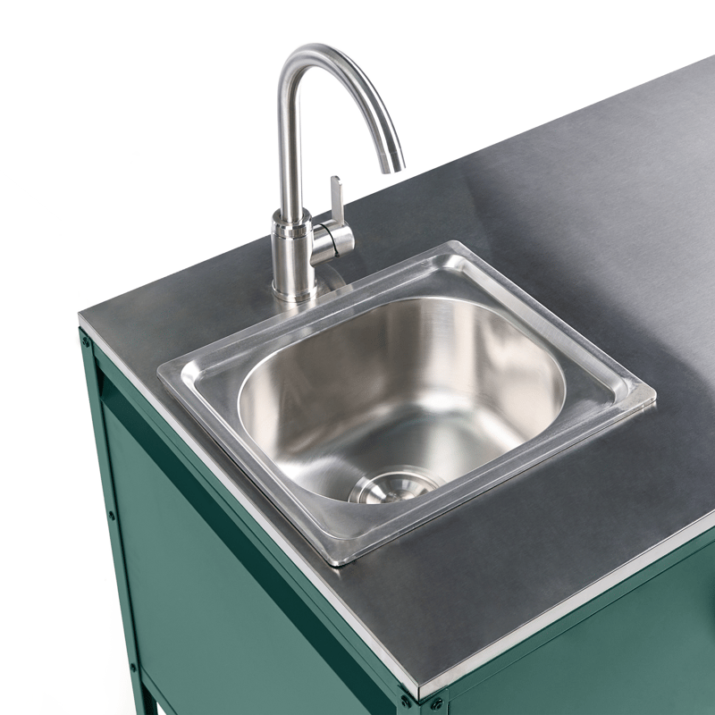 Kjøkkenskap med vask for utendørsbruk Maenza Stål - Grønn/Svart - Hage - Griller - Utekjøkken - Komplette utekjøkken