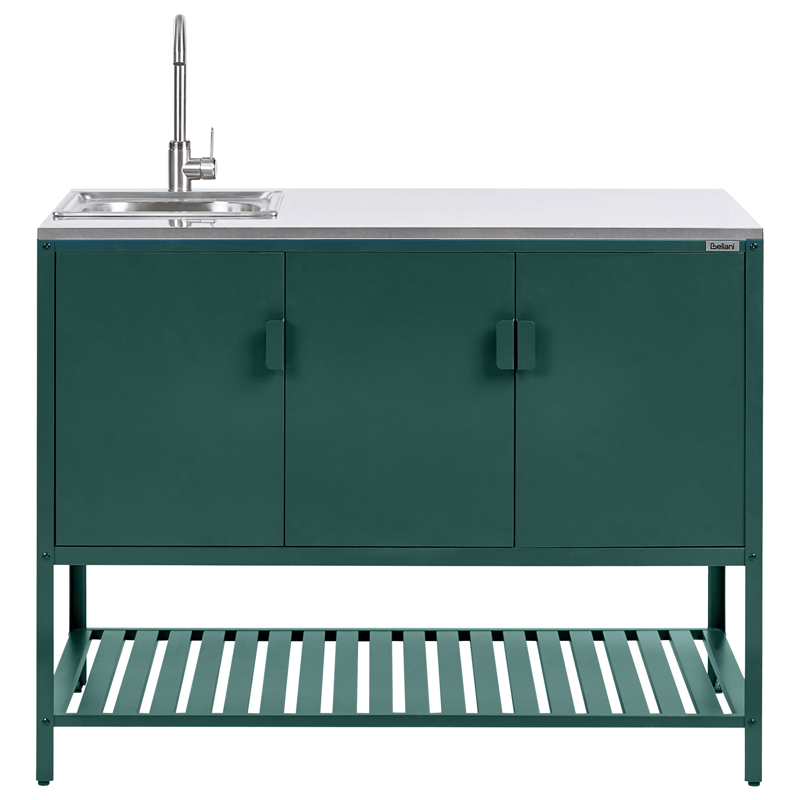 Kjøkkenskap med vask for utendørsbruk Maenza Stål - Grønn/Svart - Hage - Griller - Utekjøkken - Komplette utekjøkken