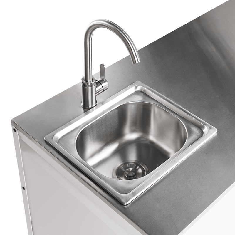 Kjøkkenskap med vask for utendørsbruk Maenza Stål - Hvit/svart - Hage - Griller - Utekjøkken - Komplette utekjøkken