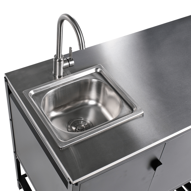 Kjøkkenskap med vask for utendørsbruk Maenza Stål - Svart - Hage - Griller - Utekjøkken - Komplette utekjøkken