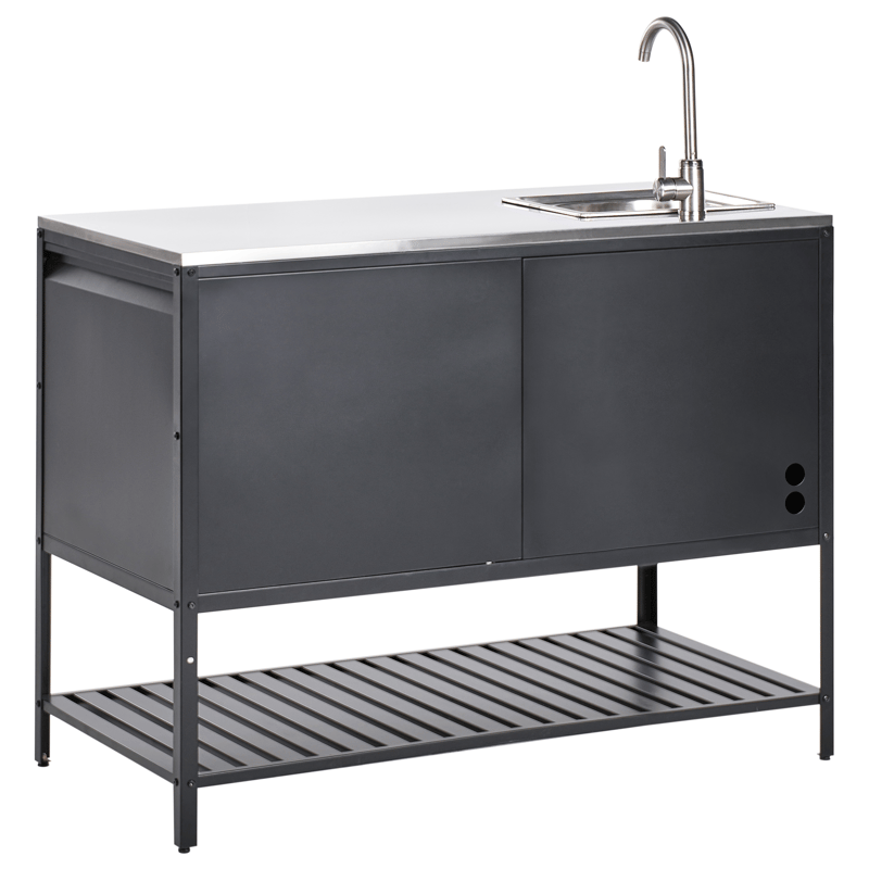 Kjøkkenskap med vask for utendørsbruk Maenza Stål - Svart - Hage - Griller - Utekjøkken - Komplette utekjøkken