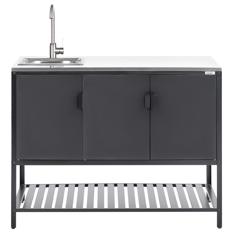 Kjøkkenskap med vask for utendørsbruk Maenza Stål - Svart - Hage - Griller - Utekjøkken - Komplette utekjøkken
