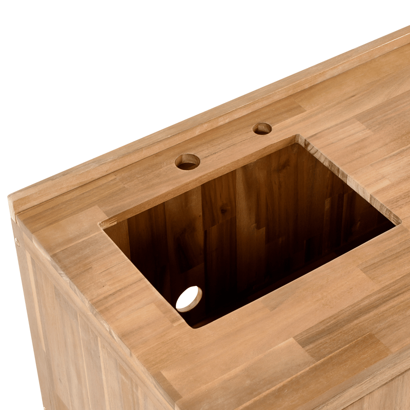 Kjøkkenskap med vask for utendørsbruk Venosa akasietre - Brun/sølv - Hage - Griller - Utekjøkken - Komplette utekjøkken