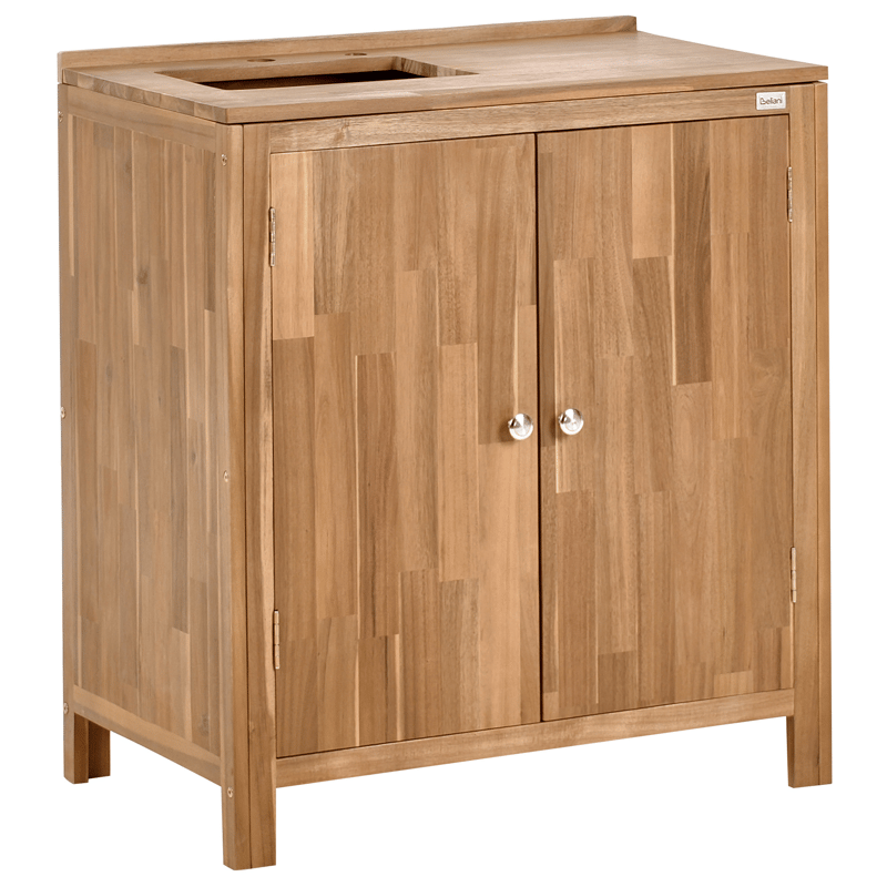 Kjøkkenskap med vask for utendørsbruk Venosa akasietre - Brun/Sølv/Svart - Hage - Griller - Utekjøkken - Komplette utekjøkken