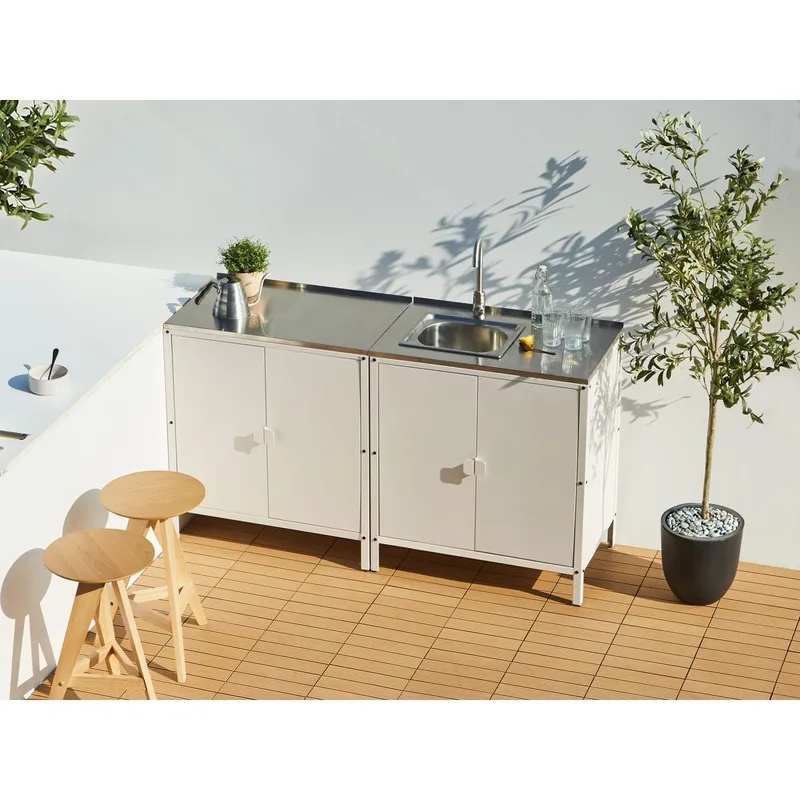 Kjøkkenskap Vilama - Hvit, Sølv - Hage - Griller - Utekjøkken - Komplette utekjøkken