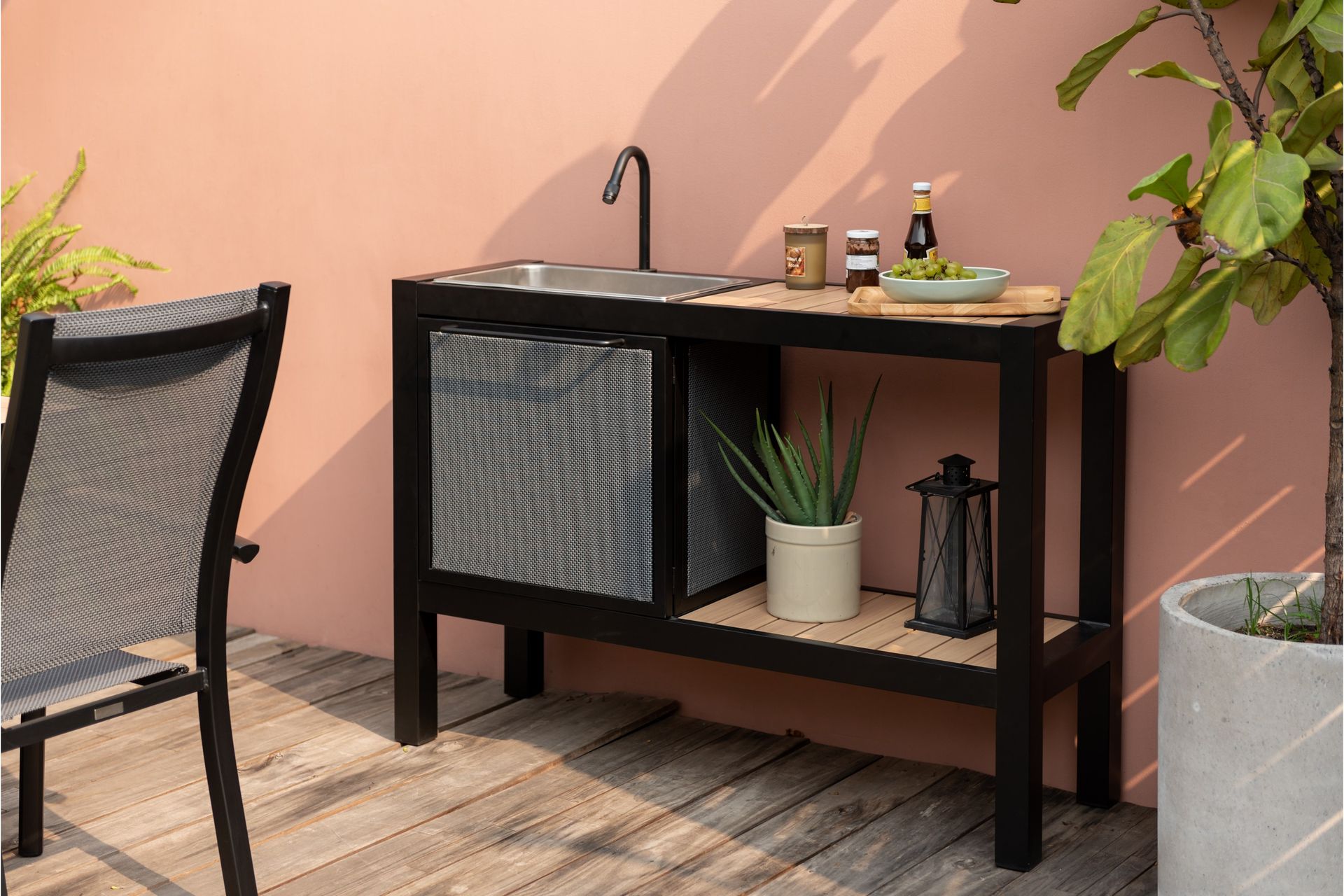 Panama Utendørskjøkken uten grill 132x48 cm Svart - Lifestyle Garden - Hage - Griller - Utekjøkken - Komplette utekjøkken