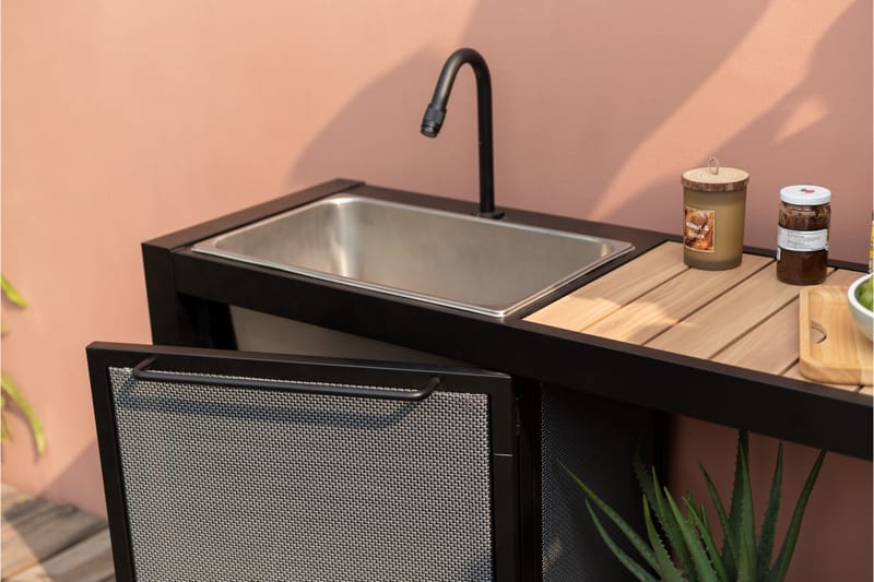 Panama Utendørskjøkken uten grill 132x48 cm Svart - Lifestyle Garden - Hage - Griller - Utekjøkken - Komplette utekjøkken