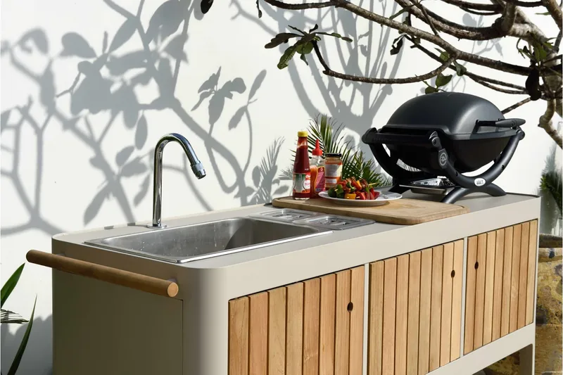 Portals Utekjøkken 174 cm - Hvit/Tre - Hage - Griller - Utekjøkken - Komplette utekjøkken