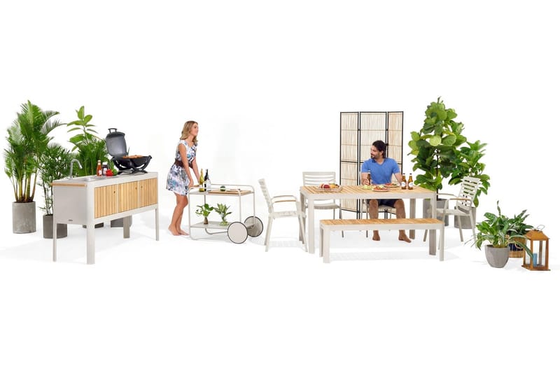 Portals Utekjøkken 174 cm - Hvit/Tre - Hage - Griller - Utekjøkken - Komplette utekjøkken