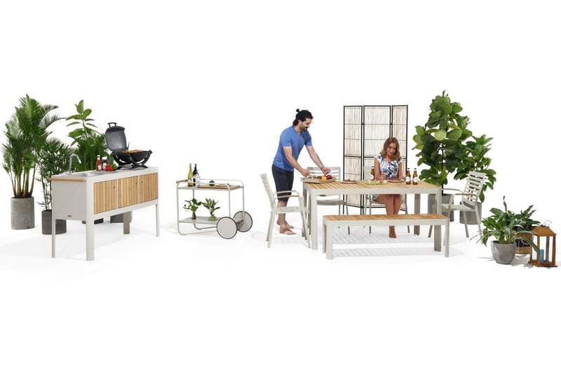 Portals Utekjøkken 174 cm - Hvit/Tre - Hage - Griller - Utekjøkken - Komplette utekjøkken