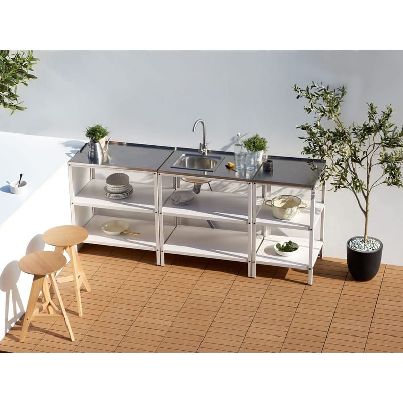 Liten kjøkkenøy Vilama - Hvit, Sølv - Hage - Griller - Utekjøkken - Komplette utekjøkken