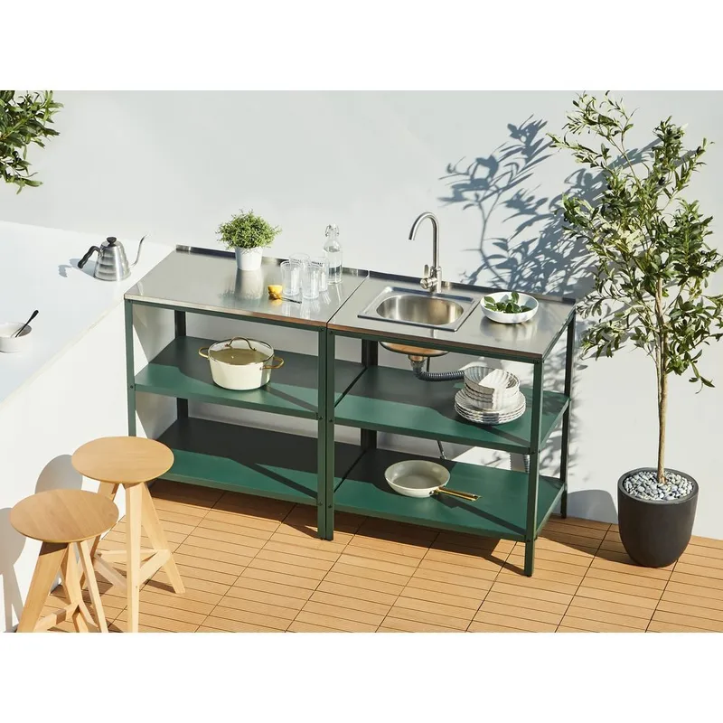 Stor kjøkkenøy Vilama - Grønn, Sølv - Hage - Griller - Utekjøkken - Komplette utekjøkken