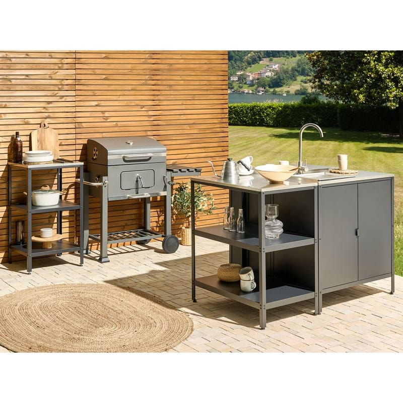 Stor kjøkkenøy Vilama - Svart, Sølv - Hage - Griller - Utekjøkken - Komplette utekjøkken