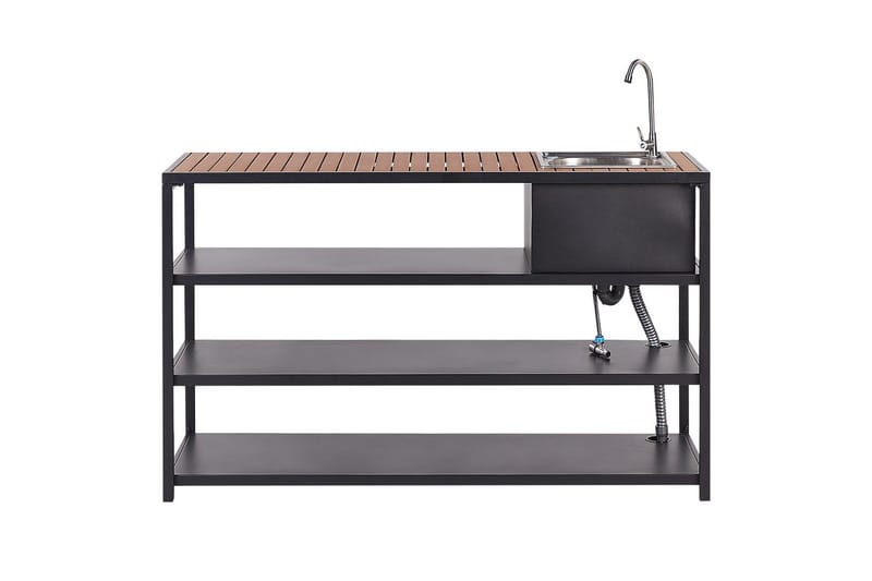 Trädgårdskök Beliani Avetrana 159x50x116 cm Black||Light wood - Hage - Griller - Utekjøkken - Bygg ditt eget utekjøkken
