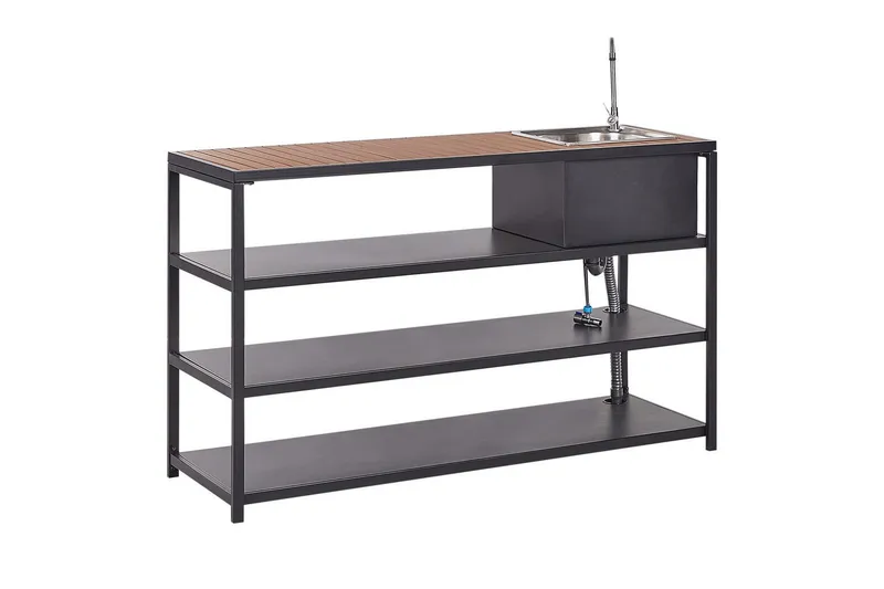 Trädgårdskök Beliani Avetrana 159x50x116 cm Black||Light wood, undefined