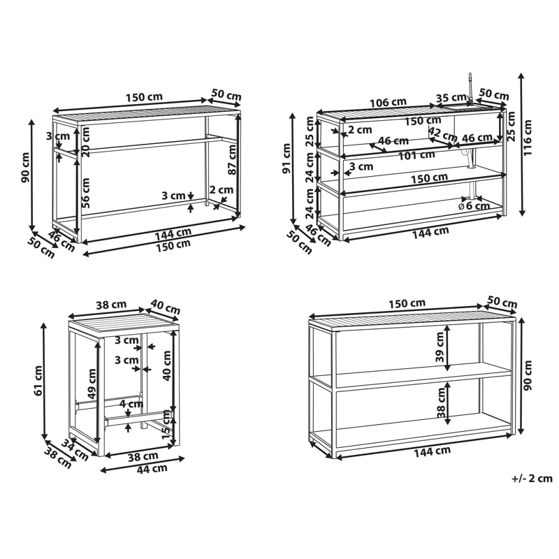 Utekjøkken med vask Avetrana Stål - Hvit/Brun - Hage - Griller - Utekjøkken - Komplette utekjøkken