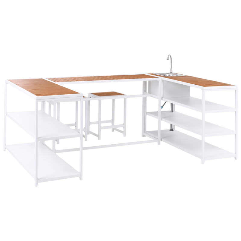 Utekjøkken med vask Avetrana Stål - Hvit/Brun - Hage - Griller - Utekjøkken - Komplette utekjøkken