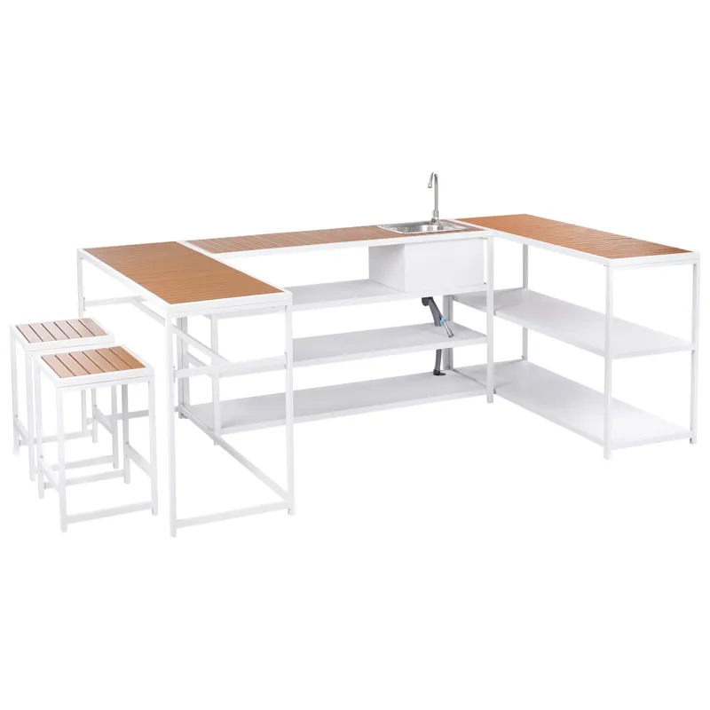 Utekjøkken med vask Avetrana Stål, Hvit/Brun