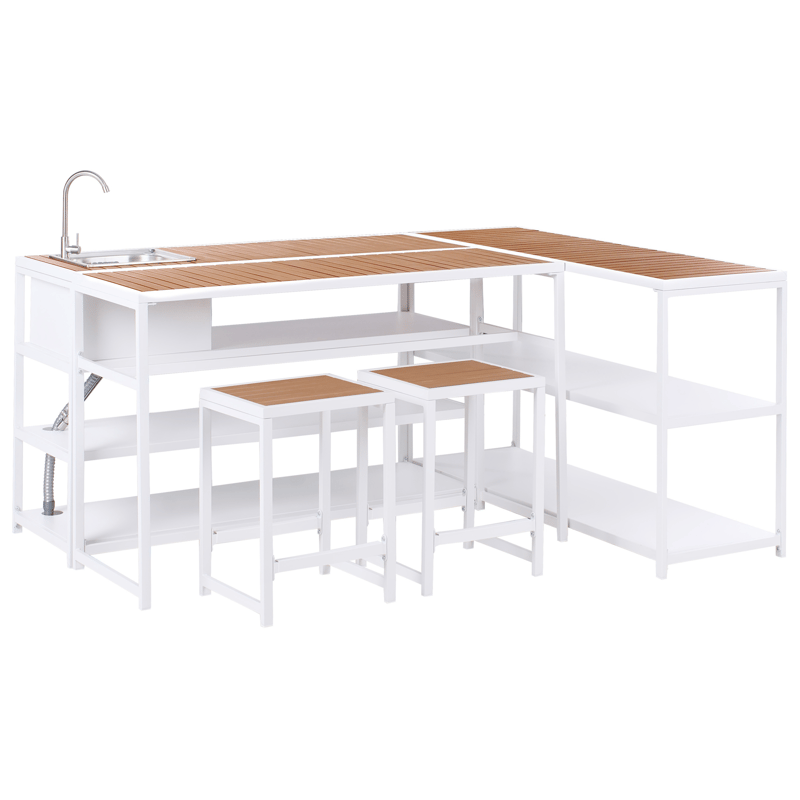 Utekjøkken med vask Avetrana Stål - Hvit/Brun - Hage - Griller - Utekjøkken - Komplette utekjøkken