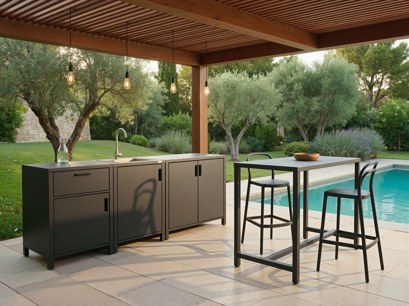 Utekjøkken med vask Rocha Aluminium - Grå - Hage - Griller - Utekjøkken - Komplette utekjøkken