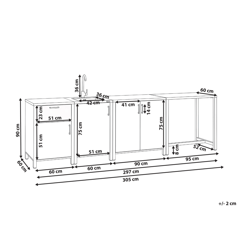 Utekjøkken med vask Rocha Aluminium - Grå - Hage - Griller - Utekjøkken - Komplette utekjøkken
