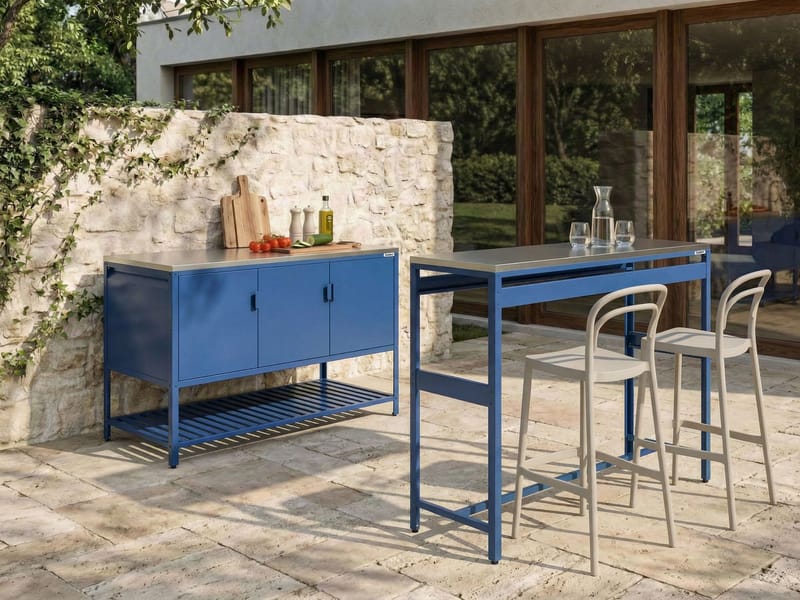 Utekjøkkensett i 2 deler med barbord Maenza - Blå/Sølv - Hage - Griller - Utekjøkken - Komplette utekjøkken