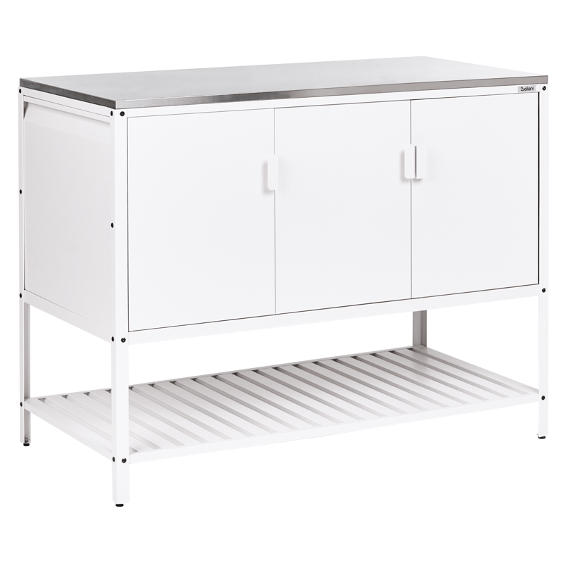 Utekjøkkensett i 2 deler med barbord Maenza Stål - Hvit/svart - Hage - Griller - Utekjøkken - Komplette utekjøkken