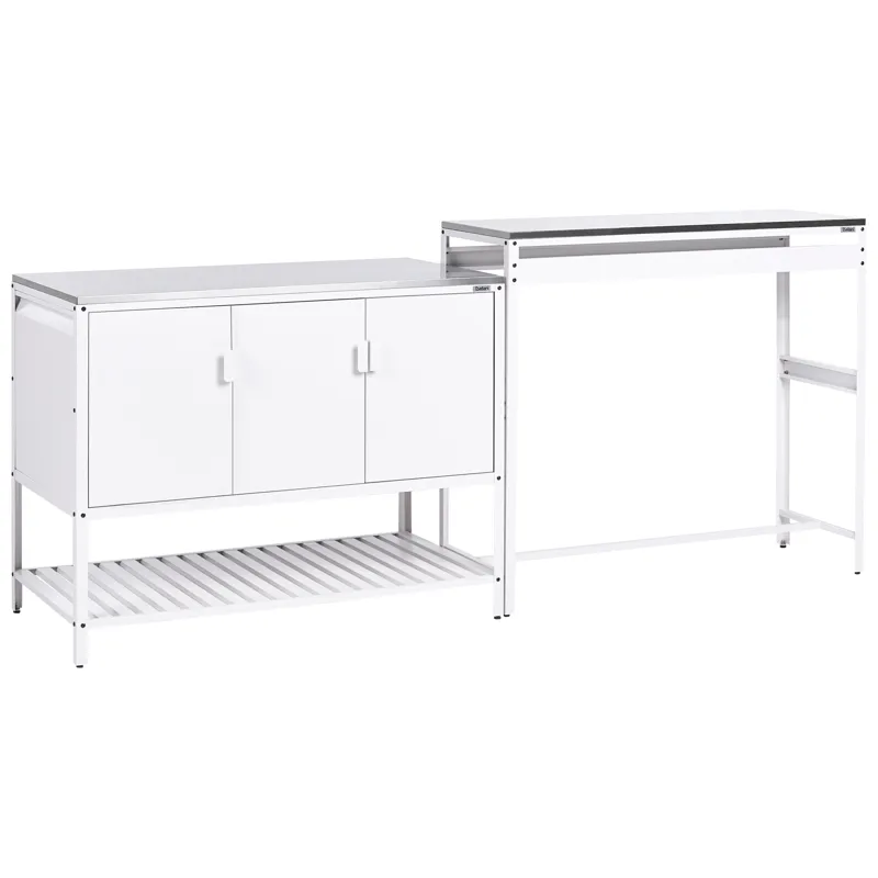 Utekjøkkensett i 2 deler med barbord Maenza Stål, Hvit/svart