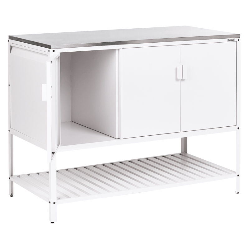 Utekjøkkensett i 2 deler med barbord Maenza Stål - Hvit/svart - Hage - Griller - Utekjøkken - Komplette utekjøkken