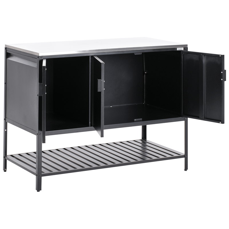 Utekjøkkensett i 2 deler med barbord Maenza Stål - Svart/sølv - Hage - Griller - Utekjøkken - Komplette utekjøkken