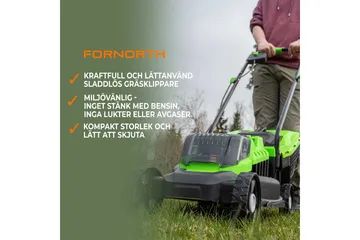 Fornorth Batteridrevet Gressklipper Gh1000E, 20V med Batteri og Lader - Hvit - Hage - Hagemaskiner - Gressklipper