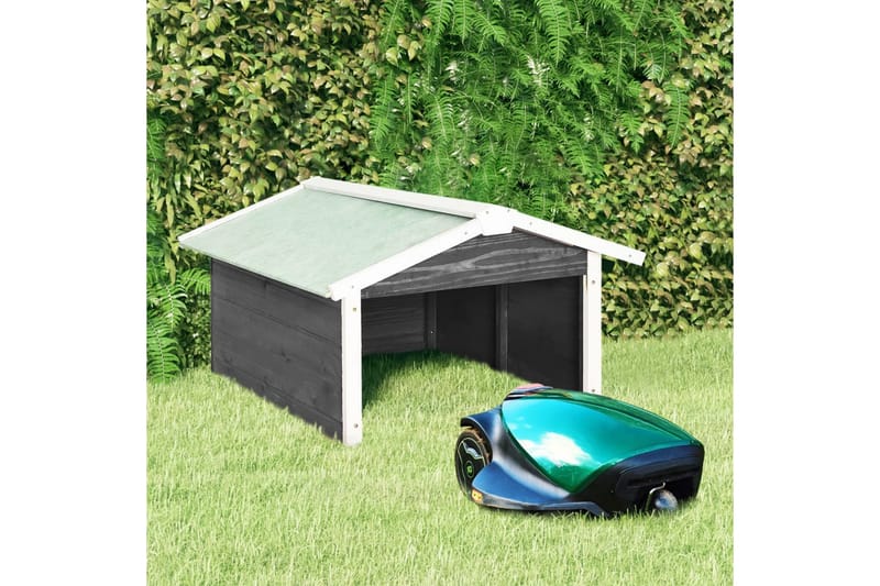 Gressklipperhus grå og hvit 72x87x50 cm gran - Grå - Hage - Hagemaskiner - Gressklipper - Robotklipper