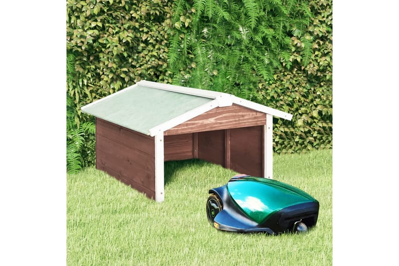 Gressklipperhus mocca og hvit 72x87x50 cm gran - Brun - Hage - Hagemaskiner - Gressklipper - Robotklipper