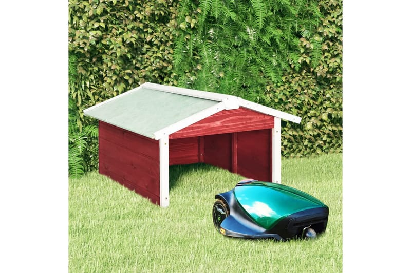 Gressklipperhus rød og hvit 72x87x50 cm gran - Rød - Hage - Hagemaskiner - Gressklipper - Robotklipper