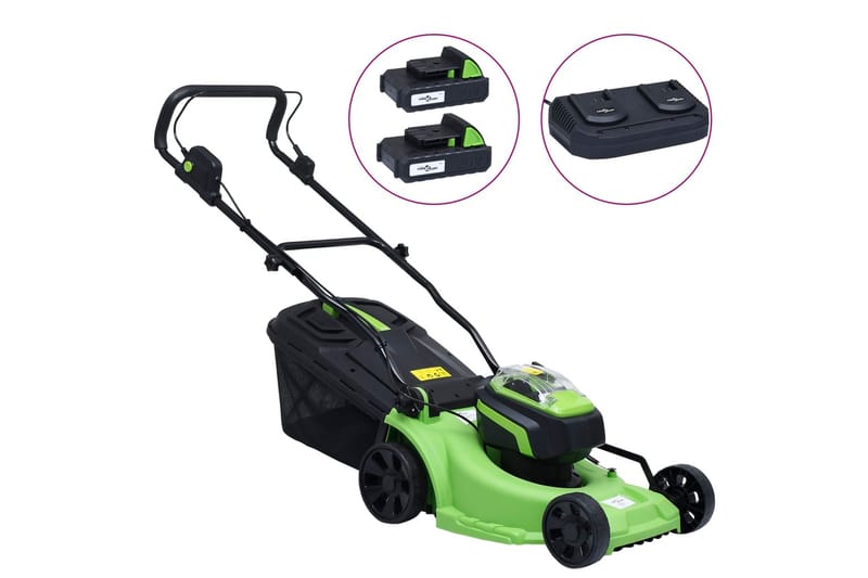 Trådløs gressklipper to batteripakker 20V 2000 mAh Li-ion - Grønn - Hage - Hagemaskiner - Gressklipper