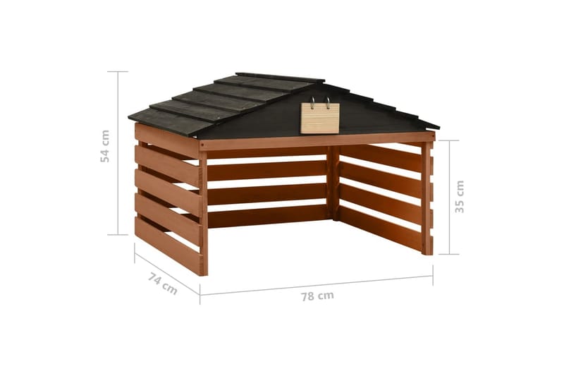 Gressklipperhus svart og brun 78x74x54 cm gran - Brun - Hage - Hagemaskiner - Gressklipper - Robotklipper