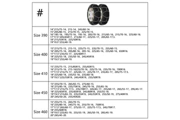 Snøkjettinger 2 stk 16 mm SUV 4x4 størrelse 400 - Silver - Hage - Hagemaskiner - Tilbehør hagemaskiner - Snøkjetting