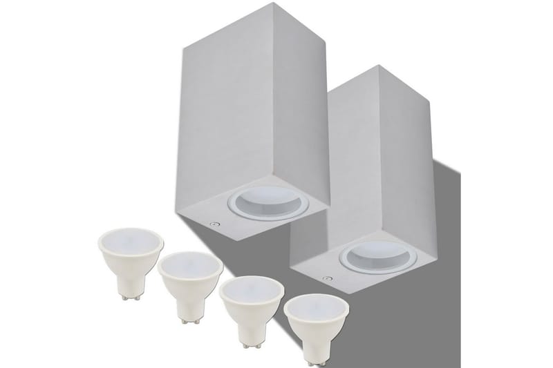 Utendørs LED Vegglampe 2 stk. Firkant opp/Nedover - Sølv - Hage - Utemiljø - Entré - Entrébelysning